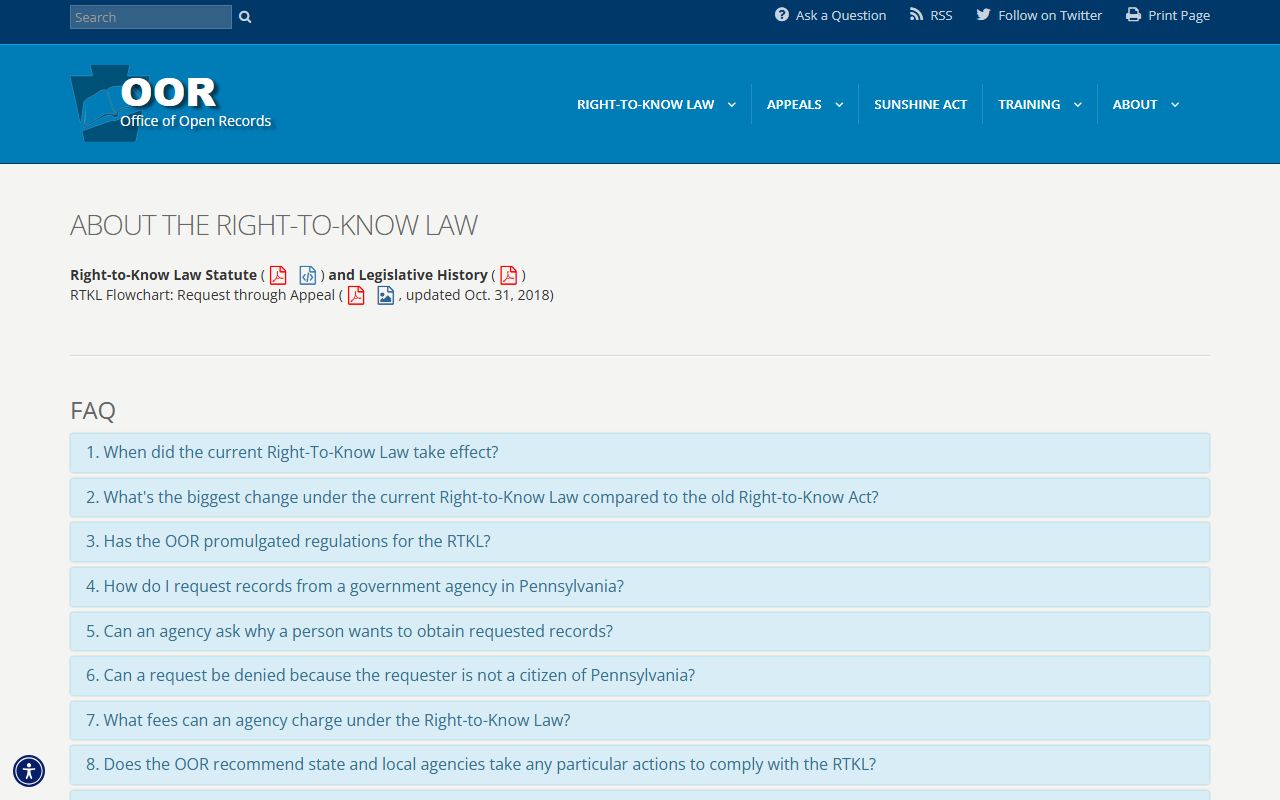 Potter County court records Pennsylvania Right-to-Know Law overview