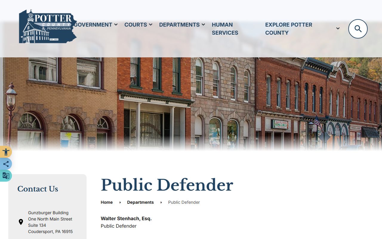 Potter County criminal court records Public Defender page