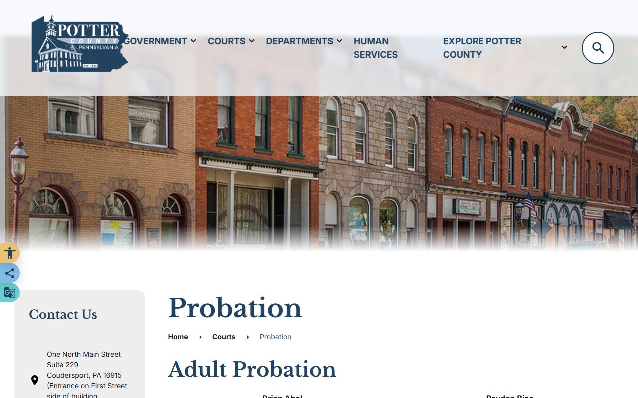 Potter County criminal court records probation department page