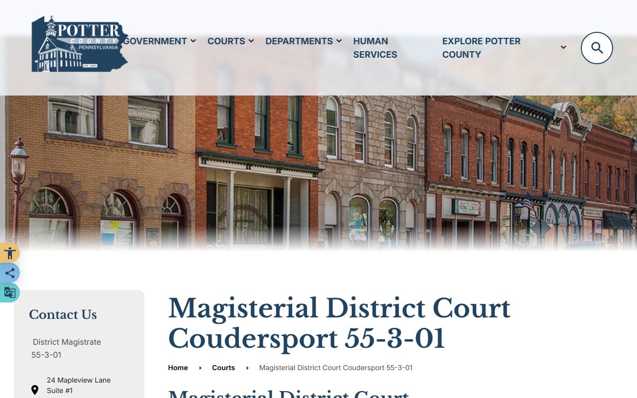 Potter County Court of Common Pleas records Magisterial District Court 55-3-01