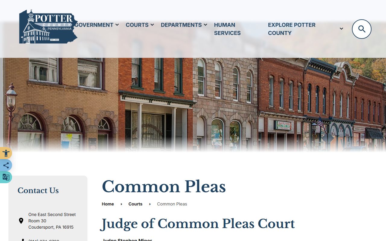 Potter County Court of Common Pleas records page