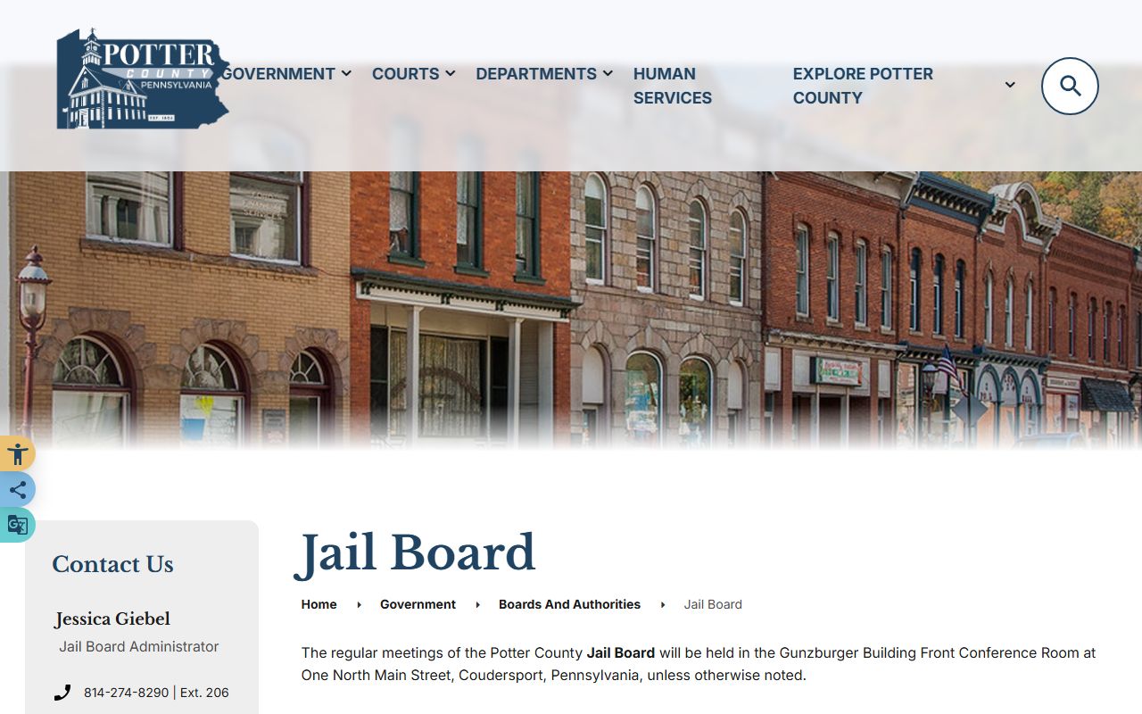 Potter County Jail Board source page for jail operations