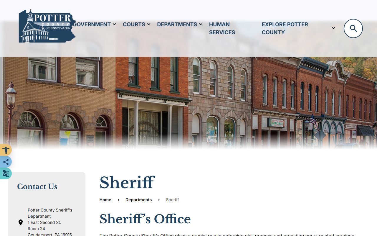 Potter County Sheriff's Office warrant records source page